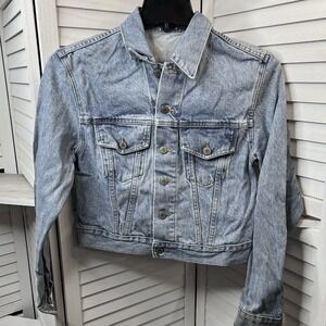 John Galt California Brandy Melville Cropped Denim Jacket Light‎ Wash XS/S *Flaw